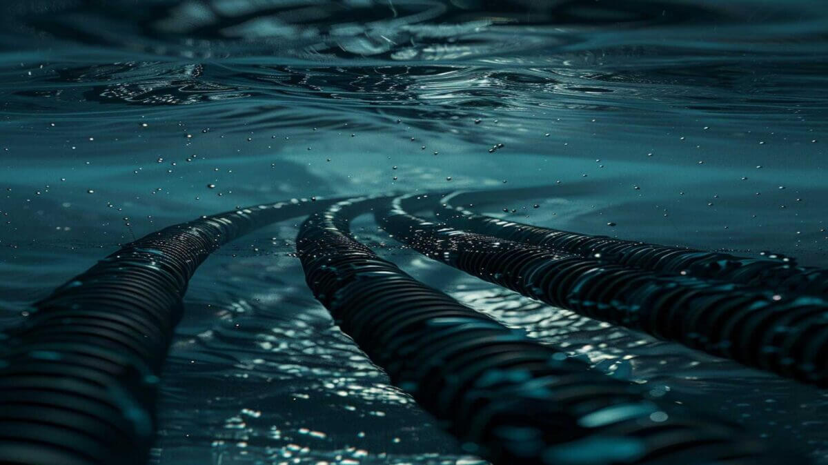 Pictured,Underwater.,Futuristic,Cables,In,The,Sea,Underwater.
