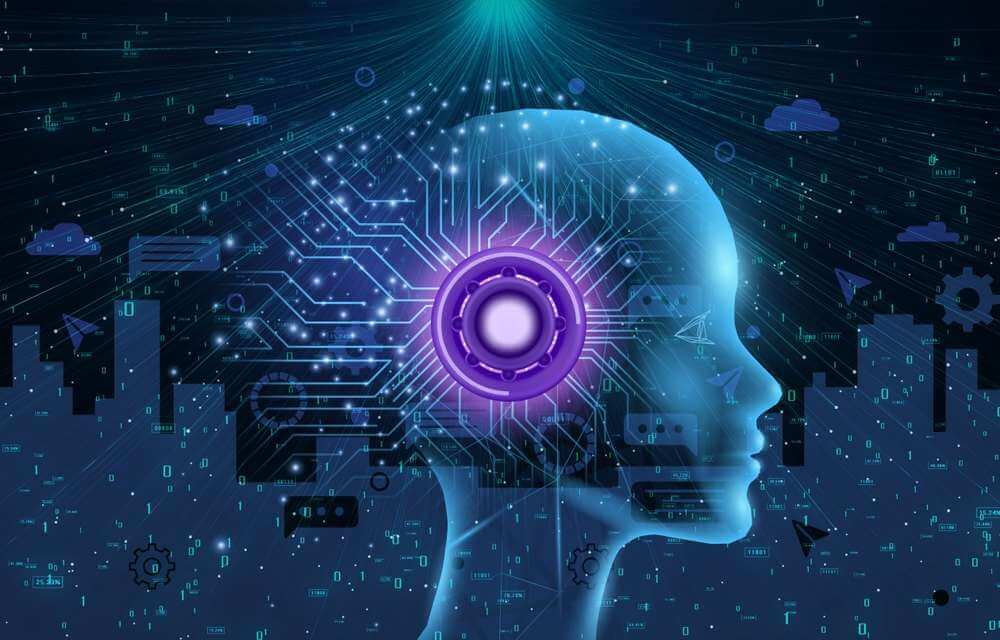 A,Translucent,Human,Head,With,A,Glowing,Digital,Brain,Receiving