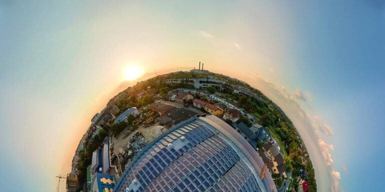 Little,Planet,With,Big,Sustainable,Electric,Power,Plant,With,Many