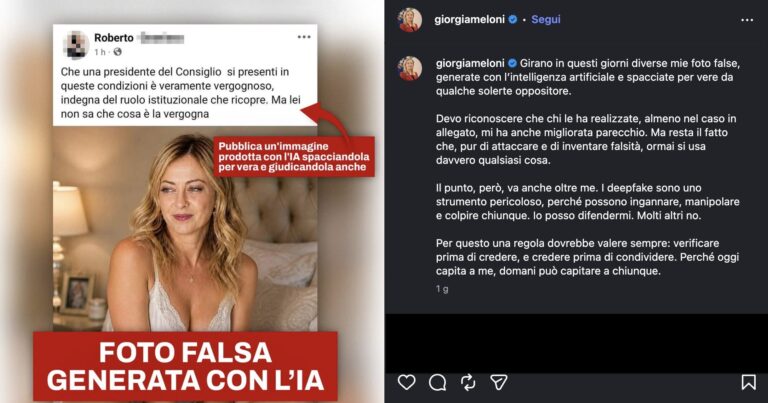 Giorgia Meloni, deepfake, AI, fake news, disinformazione