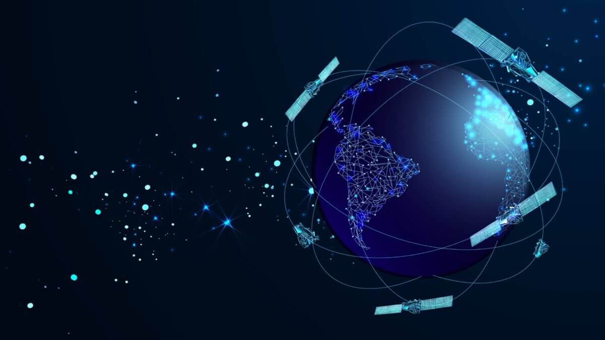 Artificial,Satellites,Orbiting,The,Planet,Earth,In,Outer,Space,Isolated