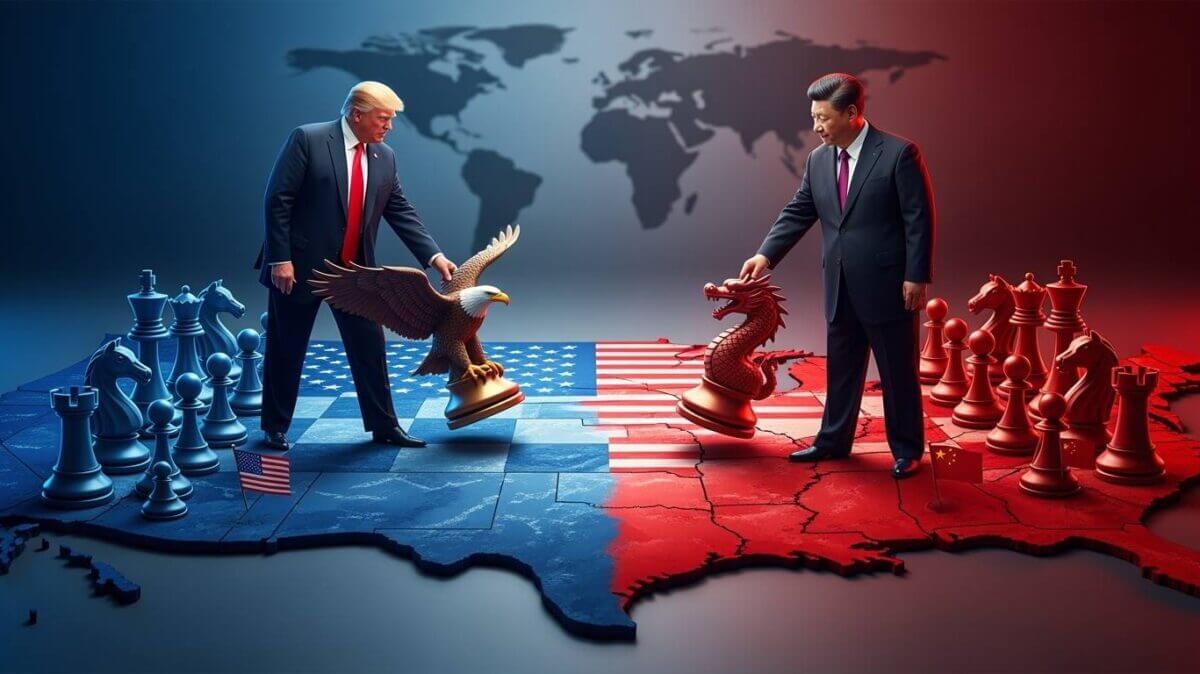 Trump,Vs,Xi,Jinping,Geopolitical,Battleground,Usa,Blue,China,Red