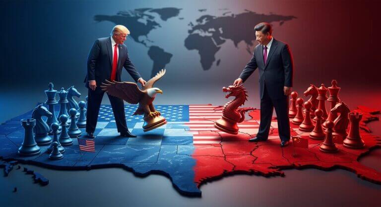 Trump,Vs,Xi,Jinping,Geopolitical,Battleground,Usa,Blue,China,Red