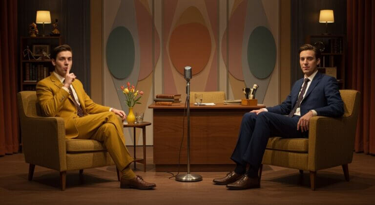Wes,Anderson-style,Symmetrical,And,Aesthetically,Curated,Scene.,Two,Handsome,Young