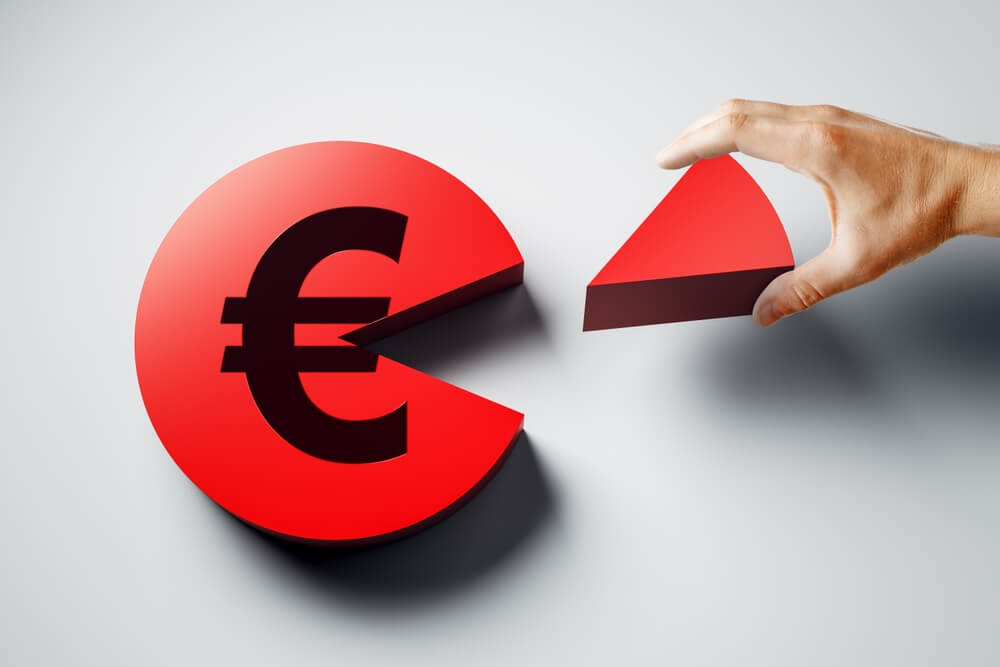Red,Euro,Sign,Shaped,Like,A,Pie,Chart,With,A