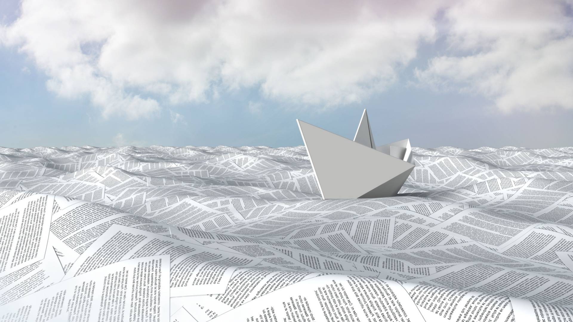 gestione flussi documentali, barchetta di carta in mare documenti