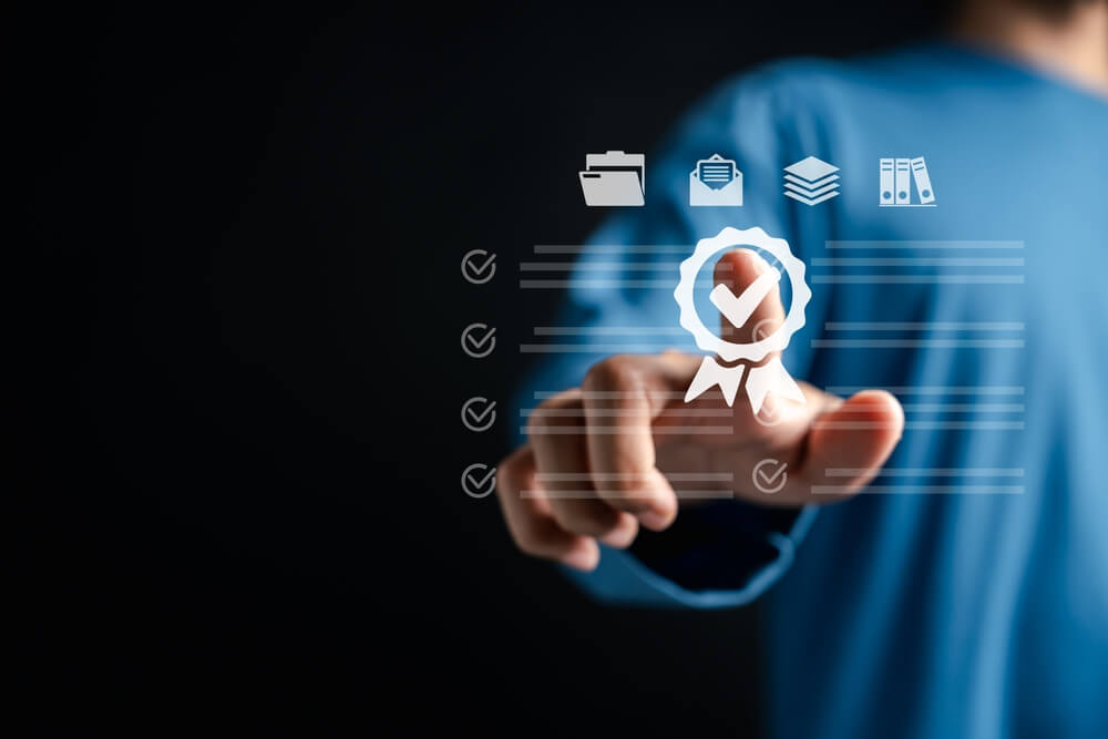 Certificate,Check,With,Approval,Mark,And,Digital,Checklist,,Compliance,Verification,