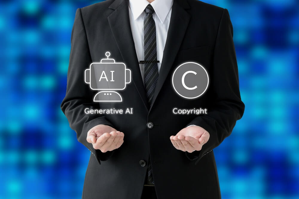 Businessman,Raises,Issues,About,Generative,Ai,And,Copyright