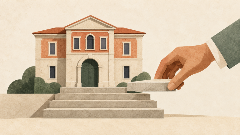 Il municipio, un gradino alla volta