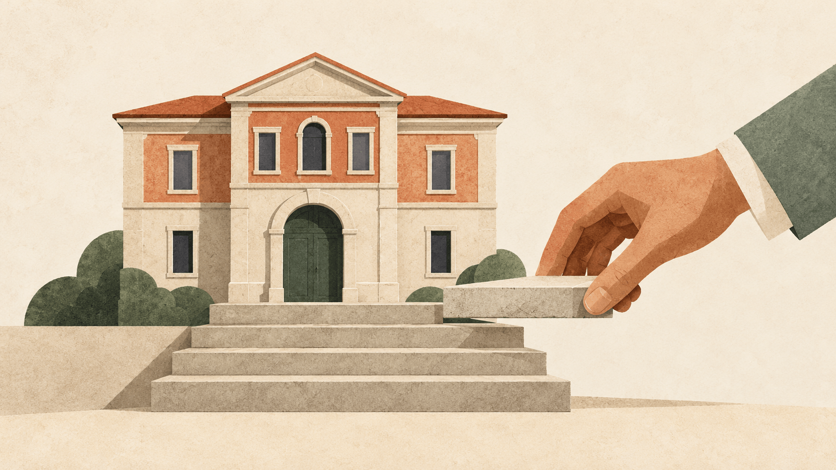 Il municipio, un gradino alla volta