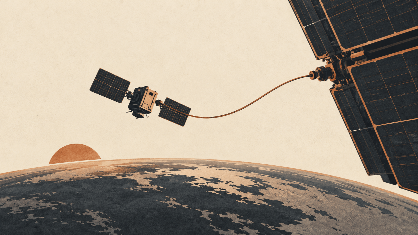 Satellite europeo con cavo orbitale