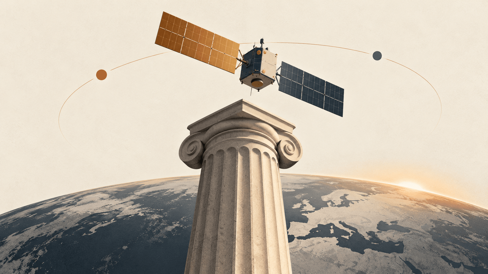 Satellite orbitale e colonna istituzionale