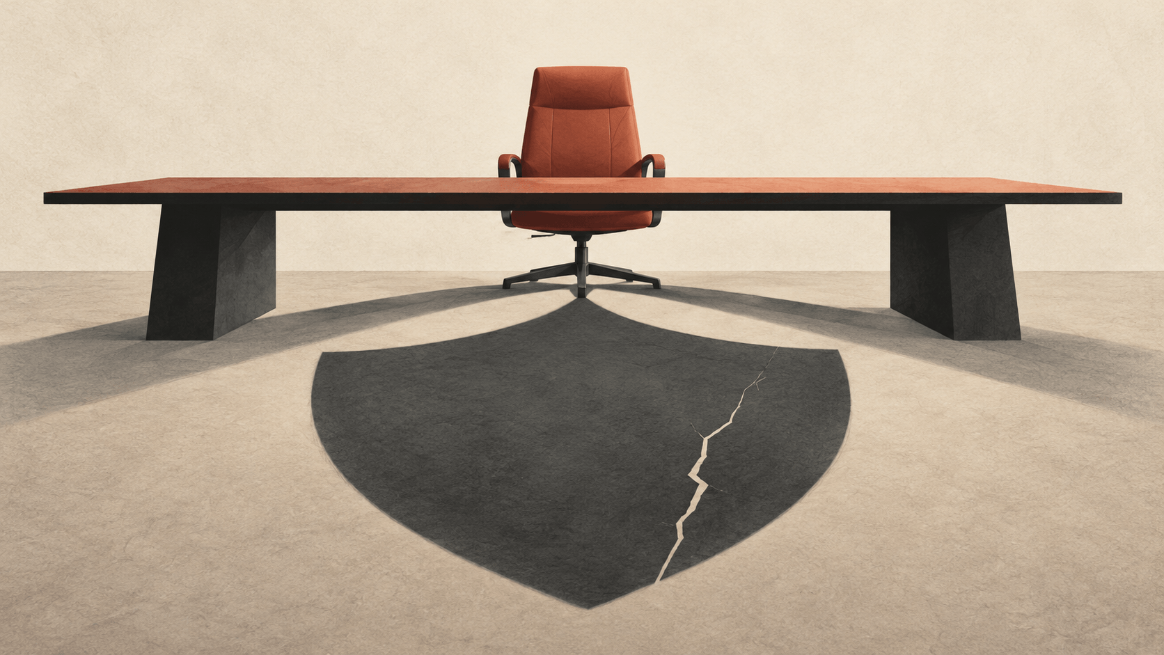 Sedia vuota, scudo d’ombra e crepa